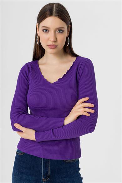 Kadın Merdiven Yaka Triko Kazak 245008 -