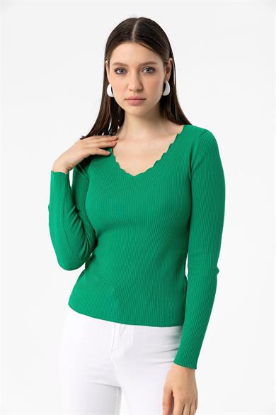 Kadın Merdiven Yaka Triko Kazak 245008 -