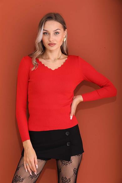 Kadın Merdiven Yaka Triko Kazak 255243 -
