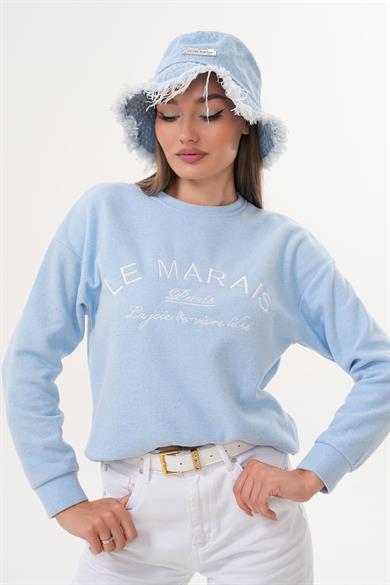 Kadın Nakış Detaylı Selanik Örme Sweatshirt 255076 -