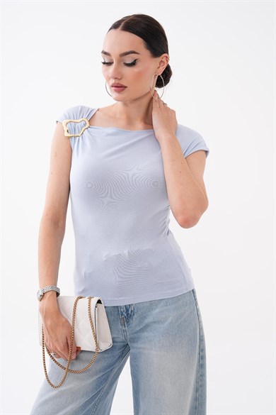 Kadın Omzu Toka Detaylı Kolsuz Bluz 260658 -