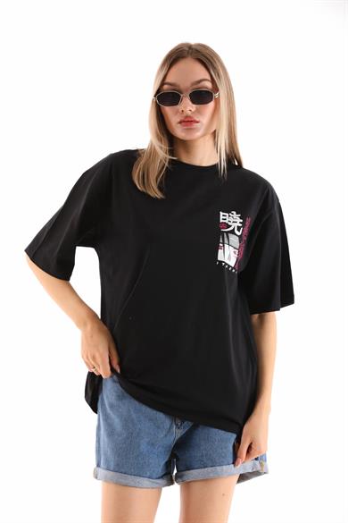 Kadın Ön Arka Baskı Detaylı Oversize Tişört