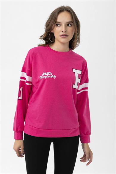 Kadın Ön Kol Baskı Detaylı Oversize Sweatshirt