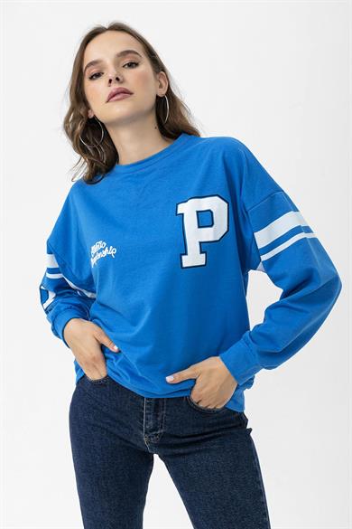 Kadın Ön Kol Baskı Detaylı Oversize Sweatshirt