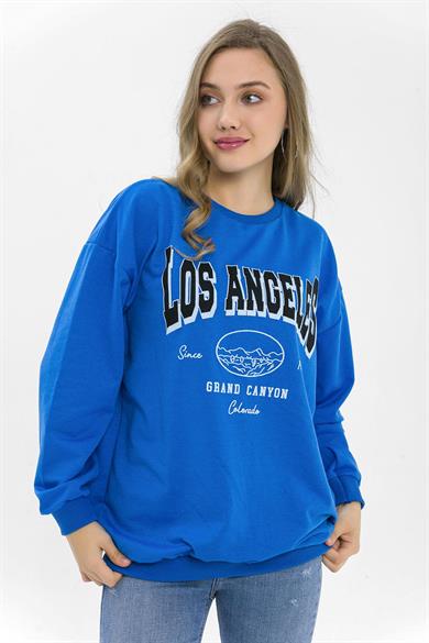 Kadın Önü Baskı Detaylı Oversize Sweatshirt