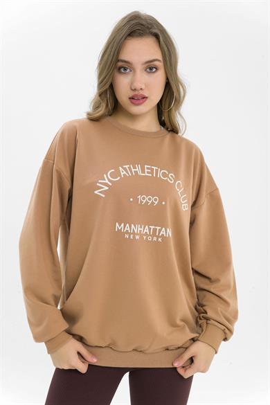 Kadın Önü Baskı Detaylı Oversize Sweatshirt