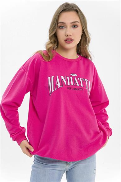Kadın Önü Baskı Detaylı Oversize Sweatshirt