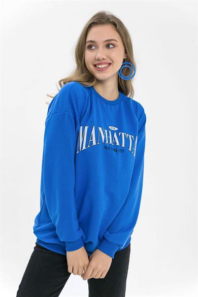 Kadın Önü Baskı Detaylı Oversize Sweatshirt