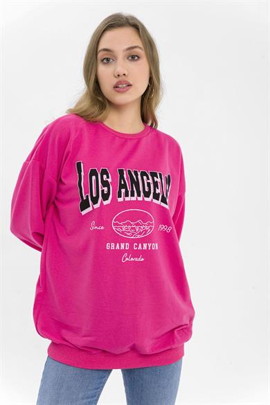 Kadın Önü Baskı Detaylı Oversize Sweatshirt
