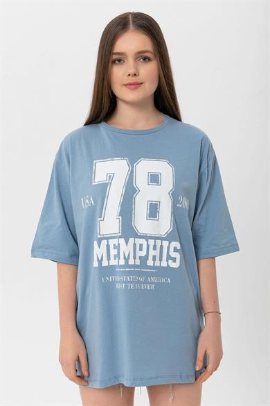 Kadın Önü Baskı Detaylı Oversize T-Shirt