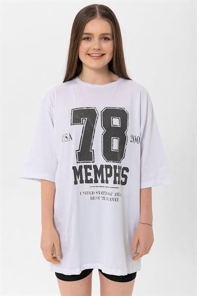 Kadın Önü Baskı Detaylı Oversize T-Shirt