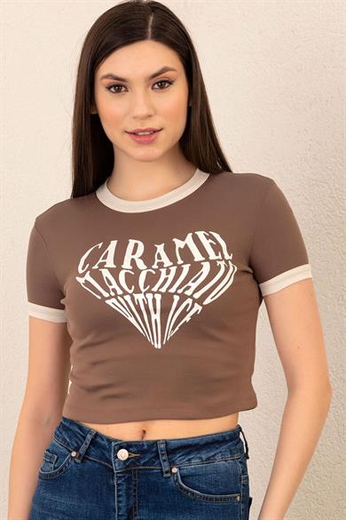 Kadın Önü Baskı Detaylı Tshirt
