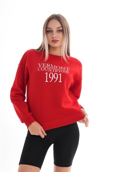 Kadın Önü Baskı Detaylı Üç İplik Sweatshirt 245364 -
