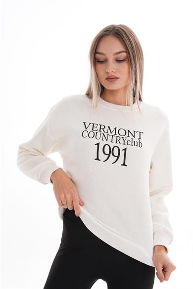 Kadın Önü Baskı Detaylı Üç İplik Sweatshirt 245364 -