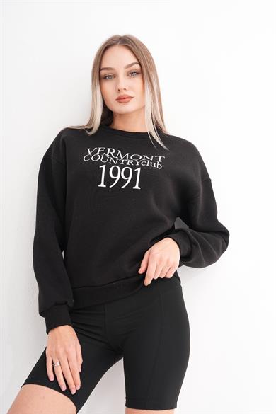 Kadın Önü Baskı Detaylı Üç İplik Sweatshirt 245364 -