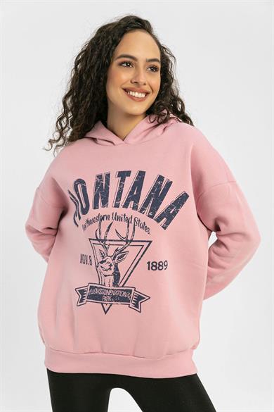 Kadın Önü Baskılı Üç İplik Sweatshirt