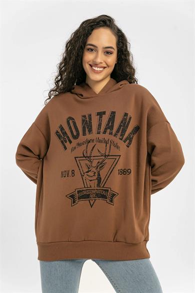 Kadın Önü Baskılı Üç İplik Sweatshirt