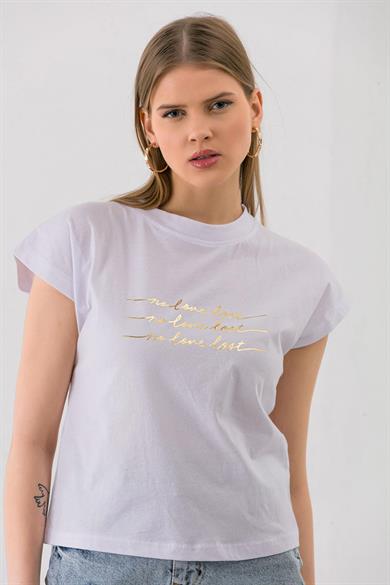 Kadın Önü Varak Baskılı T-shirt 250036 -