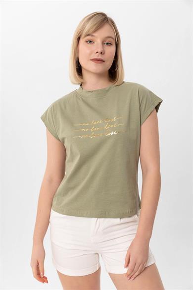 Kadın Önü Varak Baskılı T-shirt 250036 -