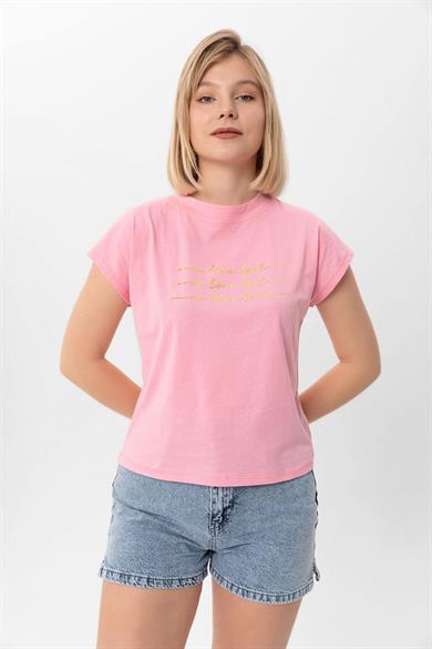 Kadın Önü Varak Baskılı T-shirt 250036 -