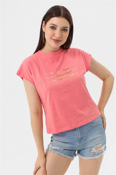 Kadın Önü Varak Baskılı T-shirt 250036 -