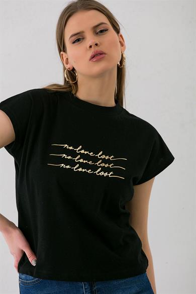Kadın Önü Varak Baskılı T-shirt 250036 -