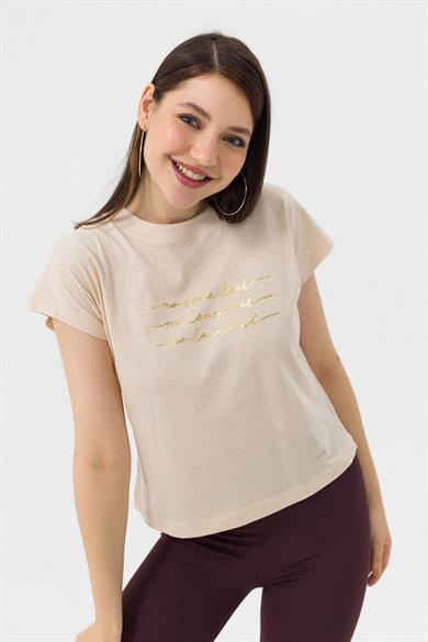 Kadın Önü Varak Baskılı T-shirt 250036 -