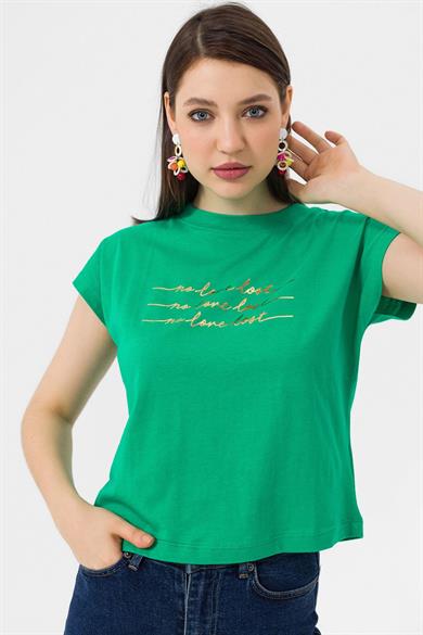 Kadın Önü Varak Baskılı T-shirt 250036 -