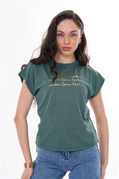 Kadın Önü Varak Baskılı T-shirt 250036 -