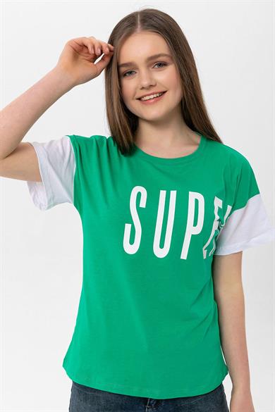 Kadın Önü Yazı Baskılı T-Shirt 230068 -