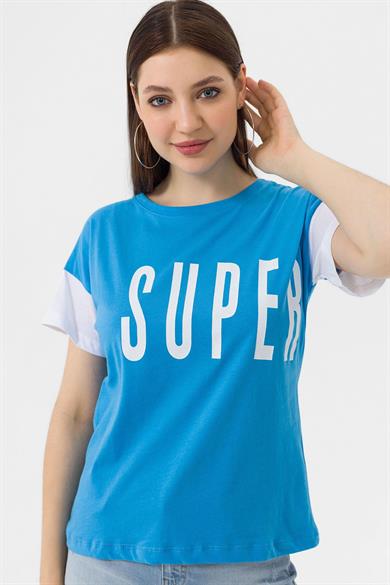 Kadın Önü Yazı Baskılı T-Shirt 230068 -