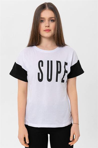 Kadın Önü Yazı Baskılı T-Shirt 230068 -