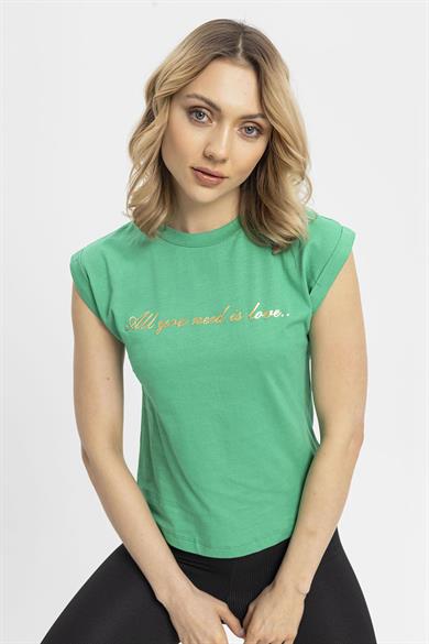 Kadın Önü Yazı Baskılı T-Shirt 250032 -