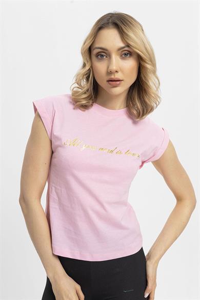 Kadın Önü Yazı Baskılı T-Shirt 250032 -