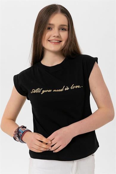 Kadın Önü Yazı Baskılı T-Shirt 250032 -