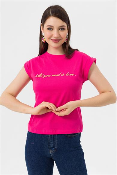 Kadın Önü Yazı Baskılı T-Shirt 250032 -