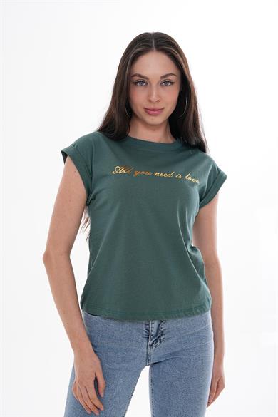 Kadın Önü Yazı Baskılı T-Shirt 250032 -