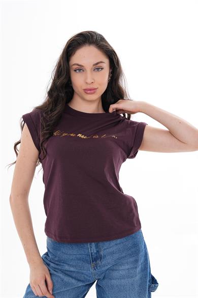 Kadın Önü Yazı Baskılı T-Shirt 250032 -