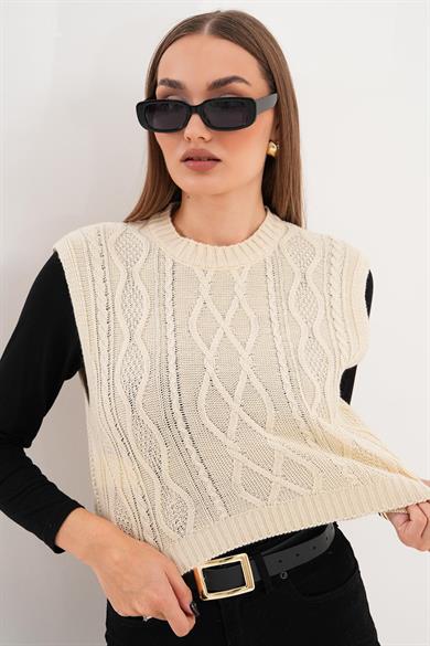 Kadın Örgü Desen Süveter 255108 -