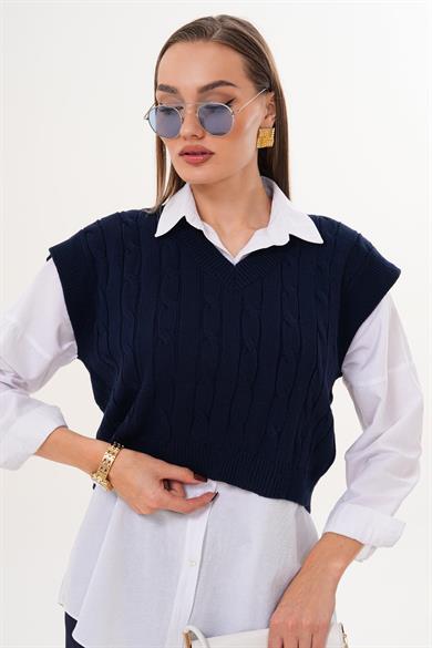 Kadın Örgü Desen Triko Örme Süveter 255182 -