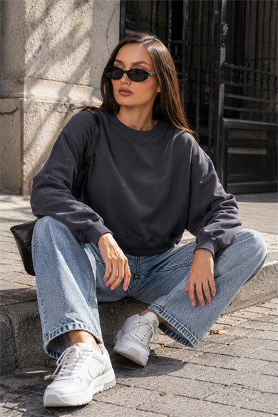 Kadın Oversize Kısa Sweatshirt 265122 -