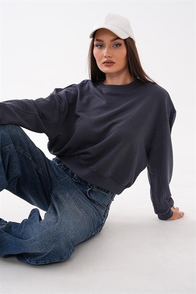 Kadın Oversize Kısa Sweatshirt 265122 -