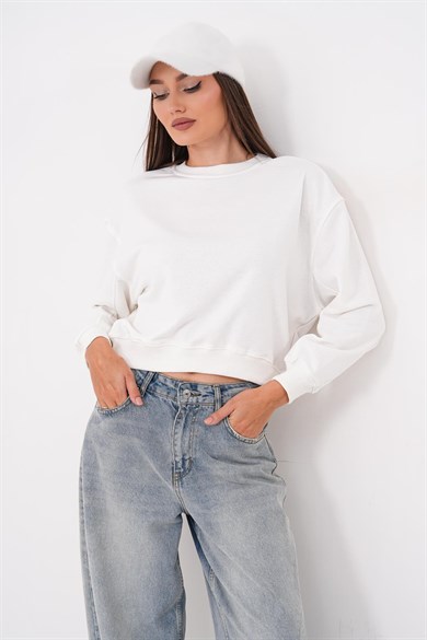 Kadın Oversize Kısa Sweatshirt 265122 -