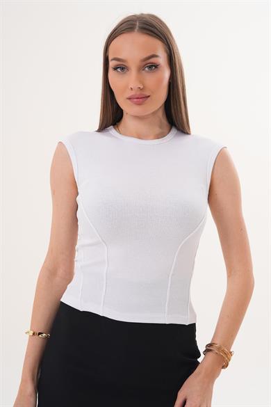 Kadın Parça Detaylı Sıfır Kol Kaşkorse Body - 260027