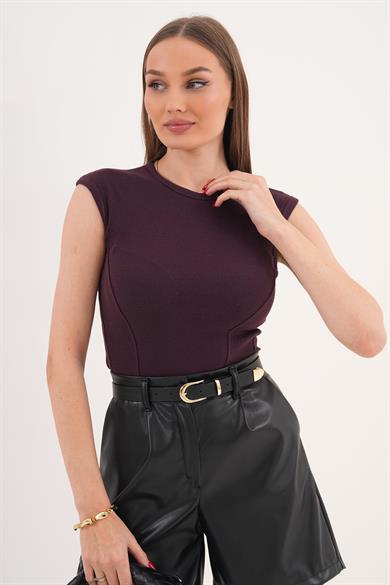 Kadın Parça Detaylı Sıfır Kol Kaşkorse Body - 260027