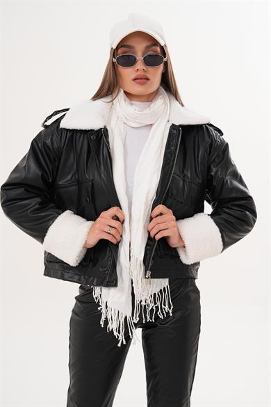 Kadın Peluşlu Deri Mont 255403 -