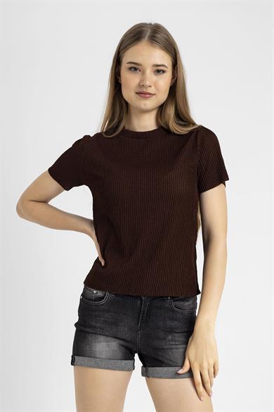 Kadın Piliseli Bisiklet Yaka Tişört 240024 -