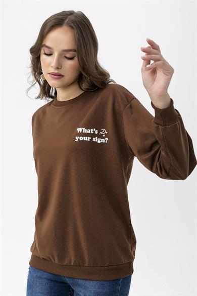 Kadın Sırt Baskı Detaylı Oversize Sweatshirt