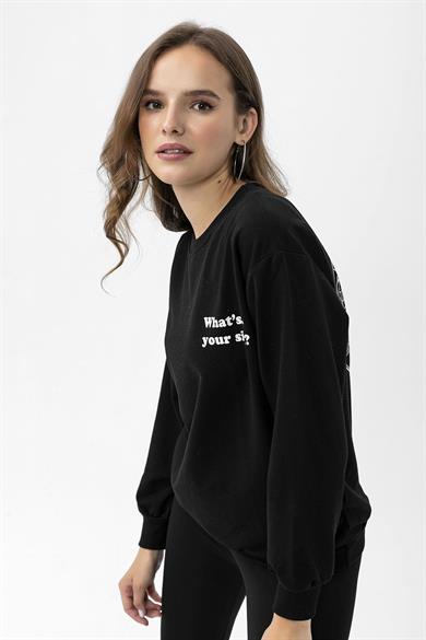 Kadın Sırt Baskı Detaylı Oversize Sweatshirt