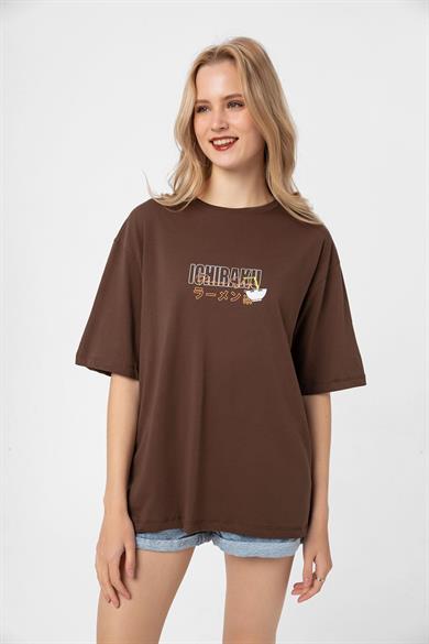 Kadın Sırt Baskı Detaylı Oversize Tişört